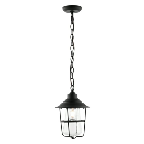 SAFAVIEH Penber LED Black Metal Pendant Light with Clear Shade