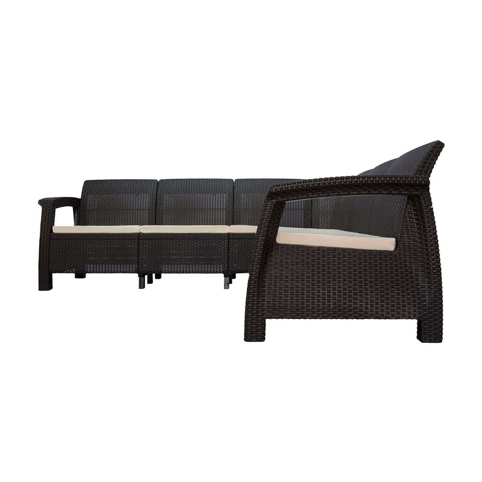 MQ Ferrara Stay L-Shaped Outdoor Sofa Patio Conversation Set, Espresso