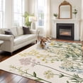 thumbnail image 3 of Area Rug 72×108in, Farmhouse Flower Wildflower on Vintage Linen Floor Carpet Living Room Rug, Spring Herb Non-Slip Welcome Mat Indoor Rugs for Bedroom Dining Room, 3 of 9