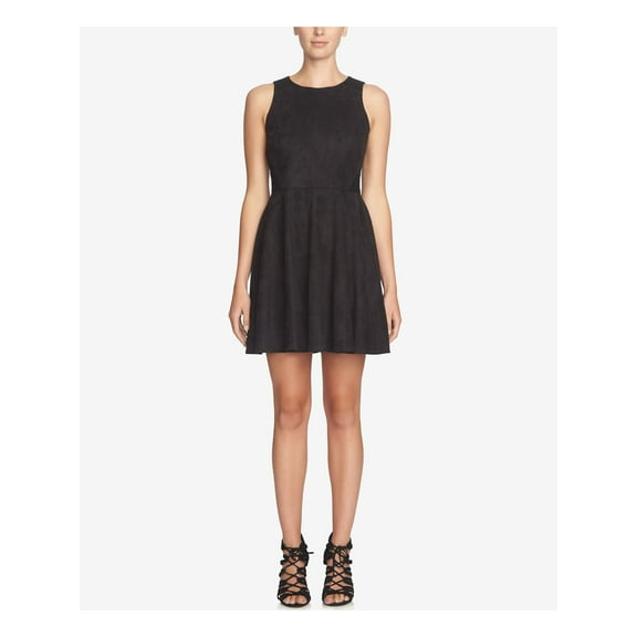 CeCe Womens Faux Suede Fit & Flare Skater Dress