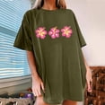 thumbnail image 2 of HAPIMO Women's Fashion Oversized Shirts Short Sleeve Tees Summer Clothes for Girls Sunflower Print Tops Crewneck T-shirt Comfy Casual Blouses Green XL, 2 of 5