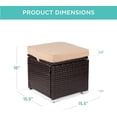 thumbnail image 3 of JJUN Set of 2 Wicker Ottomans, Multipurpose Outdoor Furniture for Patio, Backyard, Additional Seating, Footrest, Side Table w/Storage, Removable Cushions - Brown/Beige, 3 of 16