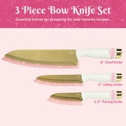 Paris Hilton 3-Piece Cutlery Set, High-Carbon Stainless Steel Blades, Matching Blade Guards, Soft-Touch Handles, White