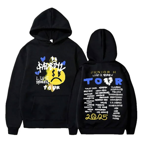 Junior H Sad Boyz Live And Broken Tour Hoodies Women Men Fashion Long Sleeve Sweatshirts