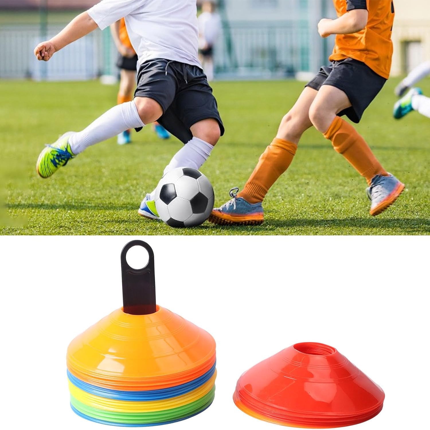 50-Pack Soccer Training Cones with Carry Bag & Holder – Agility Disc Cones for Football Drills, Sports Practice & Fitness