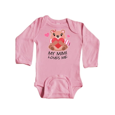 

Inktastic My Mimi Loves me- bear and hearts Gift Baby Boy or Baby Girl Long Sleeve Bodysuit
