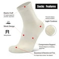 thumbnail image 4 of Busy Socks 3 Pack Women's Men's Quarter Outdoor Compression-Fit Thin White Merino Wool Tennis Golf Socks, Medium, White, 4 of 6