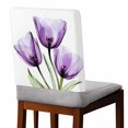 thumbnail image 2 of Purple Tulip Chair Covers Set of 6 Transparent Flower Chair Back Covers Stretch Removable Washable Chairs Slipcovers Chair Protector for Dining Room Kitchen Party Decor, 2 of 5