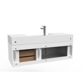 thumbnail image 4 of Amazon 48" White Wood Floating Vanity with White Top and Black Trim, 4 of 8