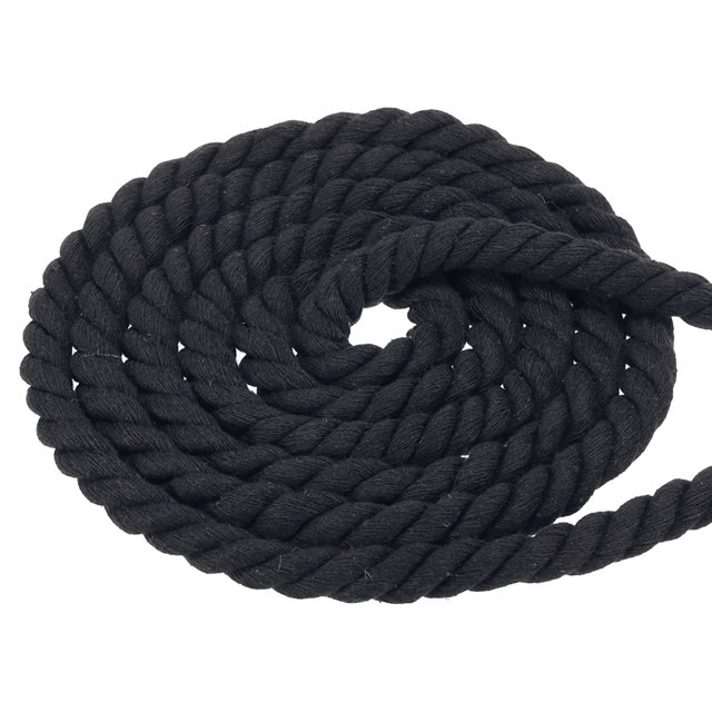 Unique Bargains Natural Twisted Cotton Rope 5/8 Inch x 49 Feet 3 Strand Tug of War Rope with Sealing Tape Black