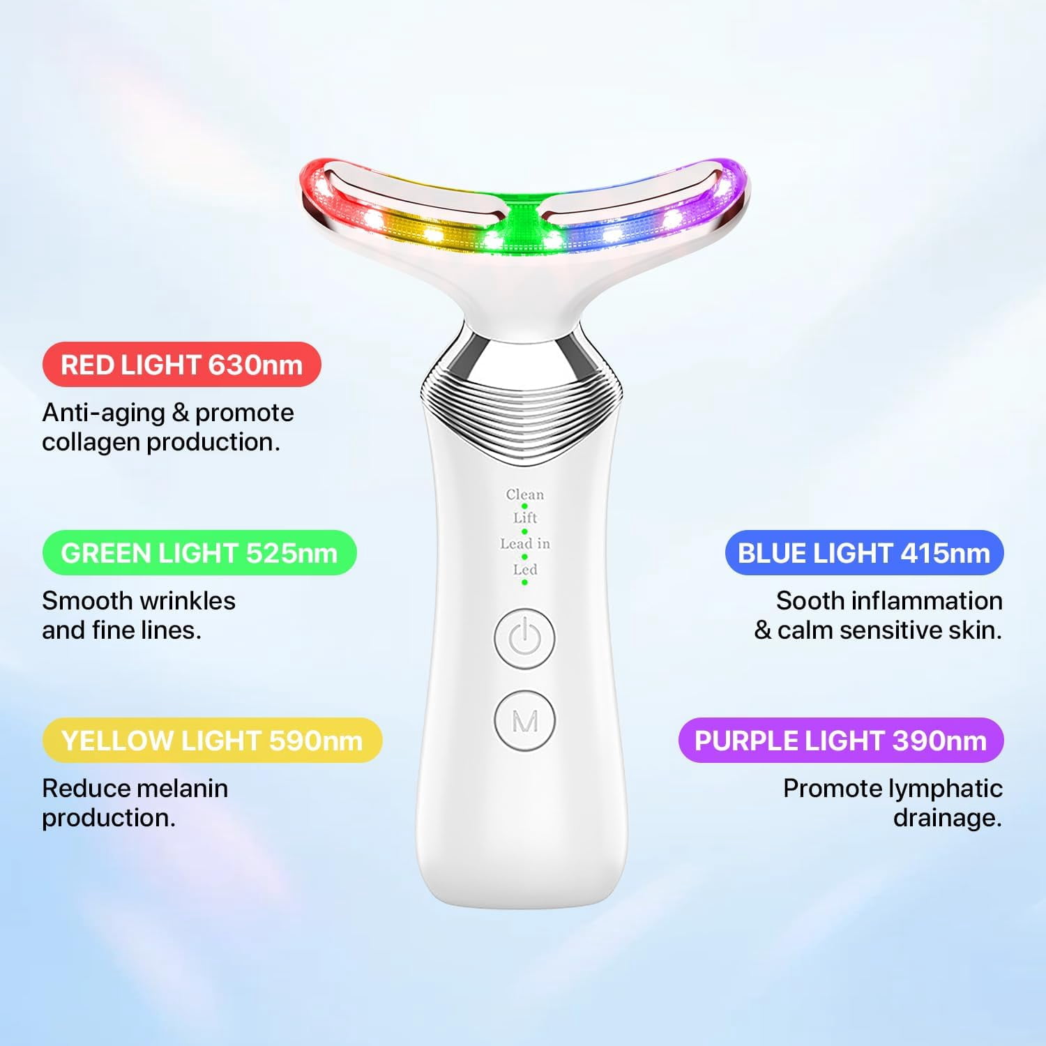 Red Light  for Face and Neck, 8-in-1 Led Face Neck Massager for Skin Care