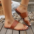 thumbnail image 6 of Samdudou Slide Sandals for Women Open Toe Flat Slippers Unique Asymmetrical Wide Strap Toe Ring Design Minimalist Casual Summer Beach Vacation Everyday Footwear, 6 of 9