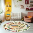 thumbnail image 4 of SARAG 47in Large Round Plastic Carpet Large Round Dinosaur Alphabet Playroom Carpet Zoo Bedroom Carpet For Kids Boys Girls Kindergarten Children's Bedside Rugs,Cream Color, 4 of 9