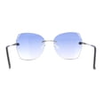 thumbnail image 4 of Womens Rimless Rhinestone Bevel Angular Lens Butterfly Sunglasses Silver Blue, 4 of 5