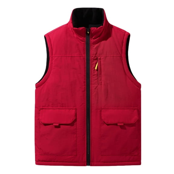 Lmnyox Men's Reversible Vest Zip Up Stand Collar Sleeveless Vest Jacket with Pocket Winter Vest Outerwear