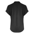 thumbnail image 4 of Tops for Women Plus Size Short Sleeved V-Neck Solid Color Shoulder Pullover T-shirt Black L, 4 of 5
