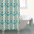 thumbnail image 5 of Small Stall Narrow Shower Curtain 36"W x 72"L – Tropical Bohemian Leaves, Mid-Century Abstract Boho Botanical Bathroom Decor, Vintage Floral Palm Leaf Pattern, Rustic Tribal Folk Style, 5 of 5