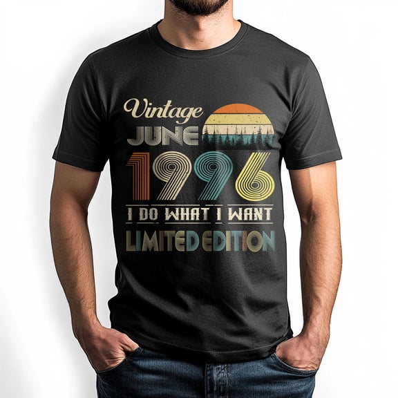 Vintage June 1996 T-Shirt - Retro Style Birthday Tee for Men - Meaningful Birthday Gift for June Born