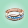 thumbnail image 3 of TriJewels 0.45 ctw Round Blue Topaz Two Toned and High Polished Edges Men Wedding Band (8 mm) in 10K Rose Gold, 3 of 6