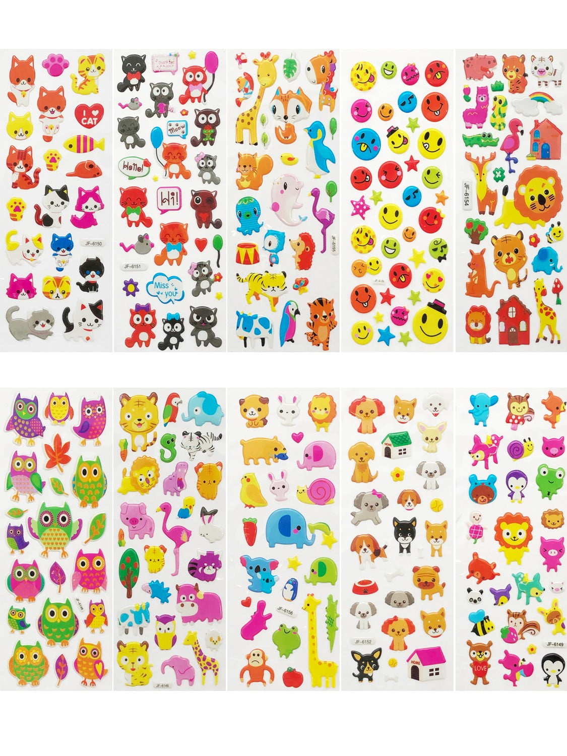 NEW 3 Sheets Puffy 3D Cartoon Stickers Scrapbook Kids Party Bag Favors Crafts 