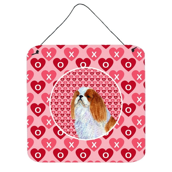 English Toy Spaniel Hearts Love and Valentines Day Portrait Wall or Door Hanging Prints