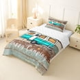 thumbnail image 2 of Catabedysis Teal Camper Print Twin Comforter Sets,Retro Camping Rv Bedding Set For Boys,Multicolor,Reversible,2 Pieces,1 Comforter and 1 Pillowcase, 2 of 7