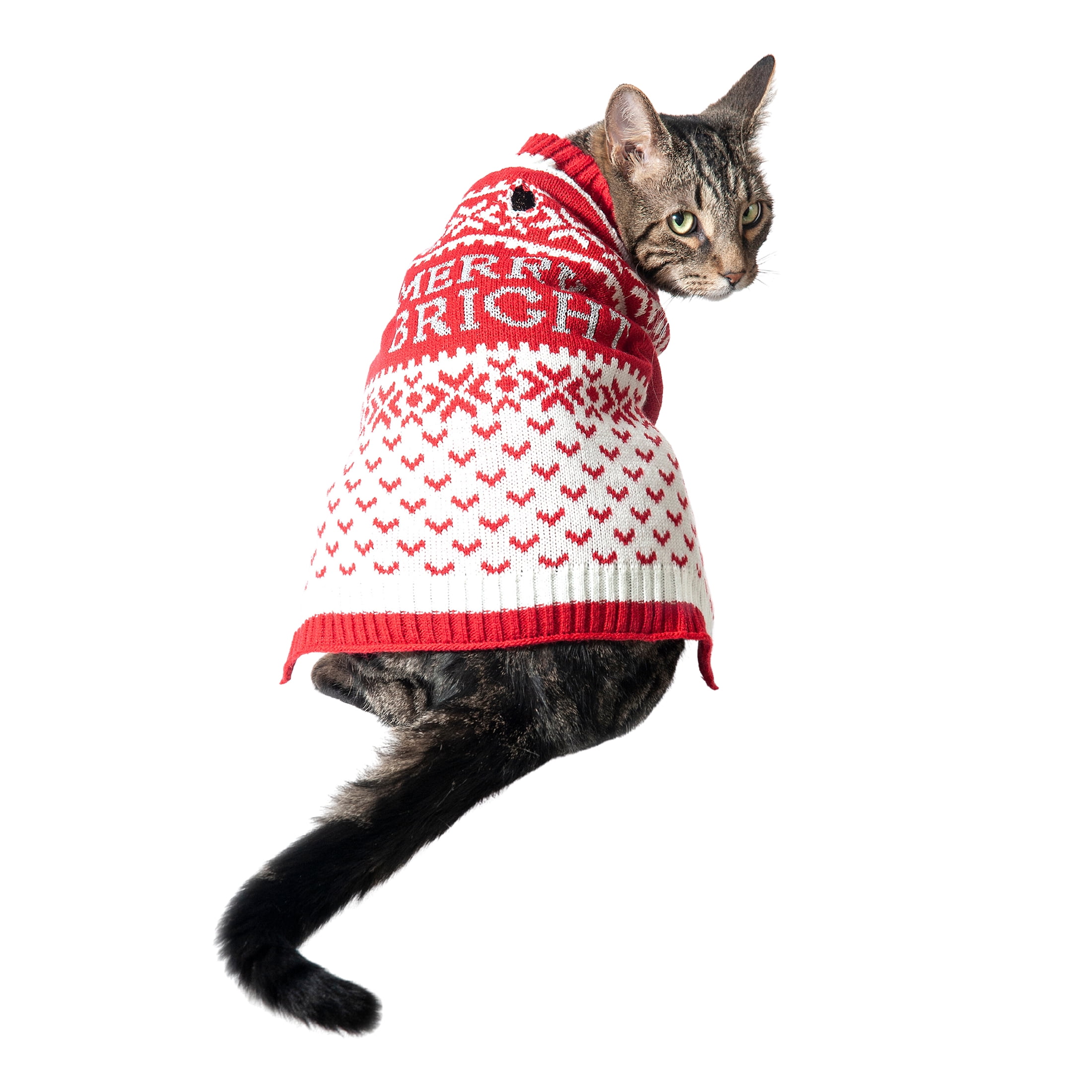 Vibrant Life Holiday Dog and Cat Clothes Red Merry & Bright Sweater, Extra Small