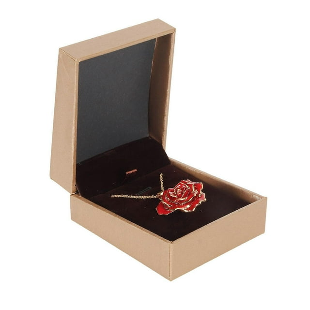 Collier plaqué or rose 24 carats avec pendentif en forme de rose pour femmes et filles, idéal pour la fête des mères ou un anniversaire.