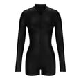 thumbnail image 3 of Women's Sexy Bodycon Jumpsuits Zip Up Long Sleeve Romper Shorts One Piece Party Clubwear Outfits, 3 of 6