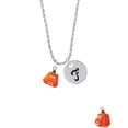 thumbnail image 2 of Delight Jewelry Resin Funny Boo! Pumpkin Silvertone Script Initial Disc - F - Charm Necklace, 20"+3", 2 of 4