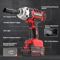 thumbnail image 2 of 20V Cordless Impact Wrench 1/2", 400N.m High Torque, 2300 RPM, 3.0Ah Battery & Fast Charger, 4 Sockets, LED Light, 5 Modes – Electric Impact Gun for Truck Tires(Red), 2 of 7