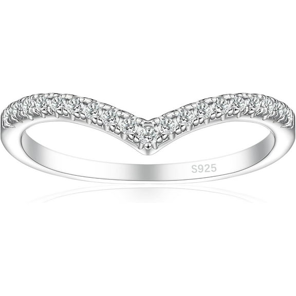 Chevron Diamond Wedding Band, Half Eternity Diamond Ring, Delicate V Shape Diamond Ring, Pave Set Band, Matching Band For Solitaire Ring, 925 Sterling Silver, 1.5 Ct Simulated Diamond