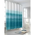 thumbnail image 3 of Teal White Gradient Shower Curtain, Abstract Ombre Texture Modern Art Waterproof Shower Curtain Set with 12 Hooks Lightweight Washable Fabric Shower Curtains for Bathroom 72x84 Inches, 3 of 6