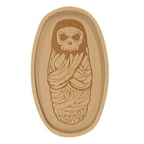Loyerfyivos Mummy 5.9-inch, Wood Mummy Shelves, Halloween Tray for Charcuterie Tray and Coffin Shaped Decor for Home Bathroom Bedroom Kitchen Decorations