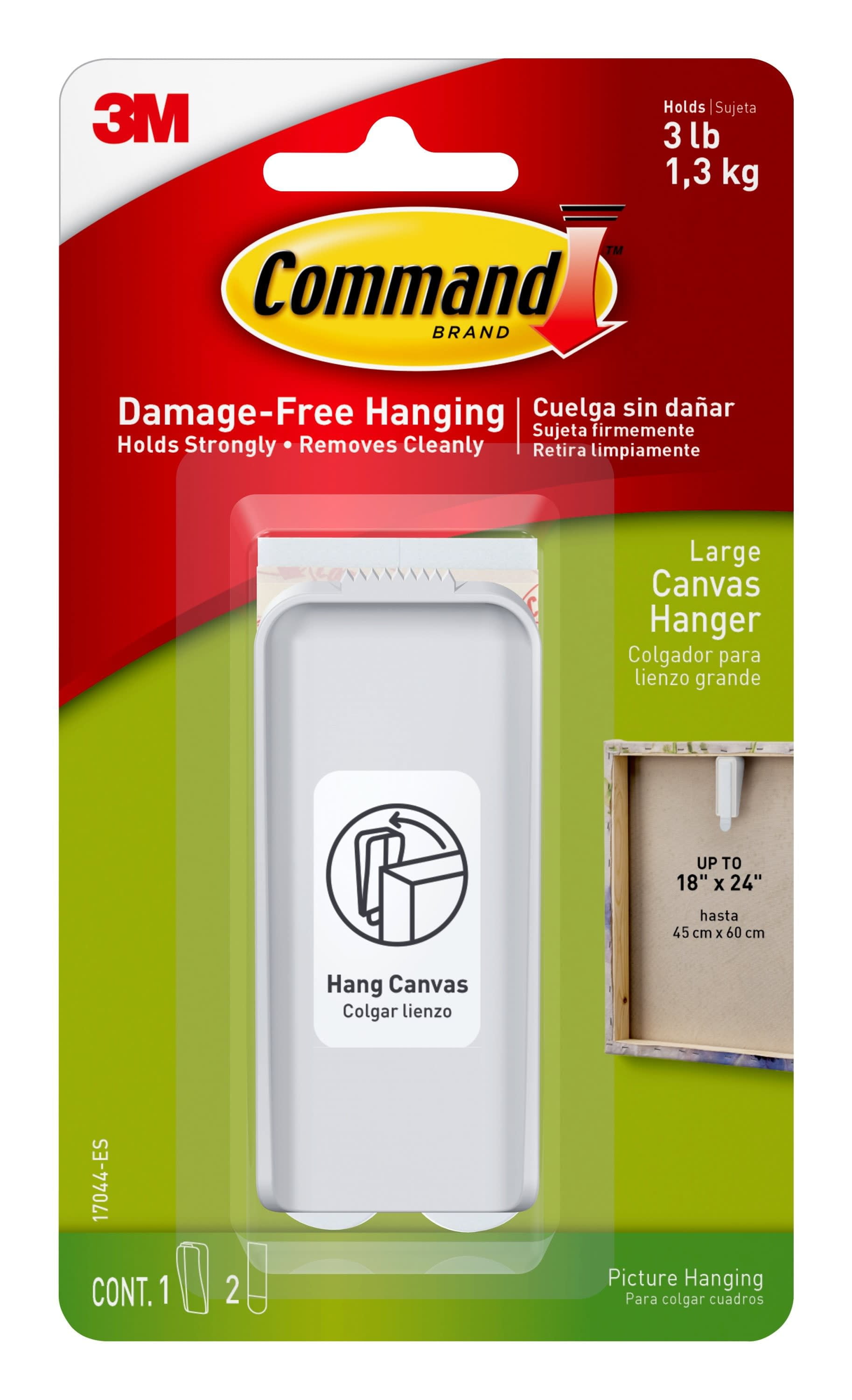 Command Canvas Hanger, Large, White, 1 Canvas Wall Hanger, Use to Hang Christmas Décor