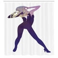 thumbnail image 3 of Rave Shower Curtain, Silhouette of Dancing Young Lady in High Heel Shoes Purple Disco Image Built-in Design, Fabric Bathroom Set with Hooks, 69"W X 75"L Long, Multicolor, by Ambesonne, 3 of 3