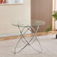 thumbnail image 2 of Dining Table with chrome metal leg and tempered glass,Modern Space Saving Kitchen Table for Living Room,chrome color metal legs, 2 of 11