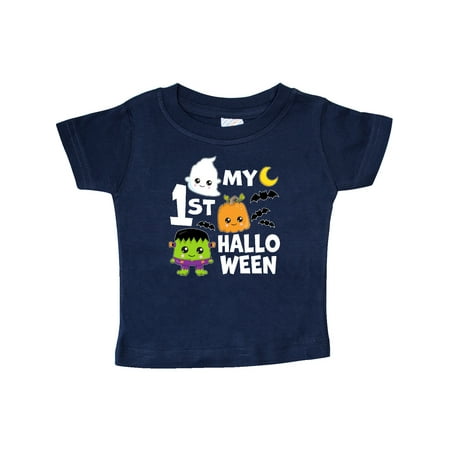 

Inktastic My 1st Halloween with Ghost Monster and Pumpkin Gift Baby Boy or Baby Girl T-Shirt