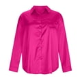thumbnail image 4 of hgsbede Button Down Shirts for Women Long Sleeve Solid Loose Lapel Shirt Blouse, 4 of 8
