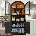 thumbnail image 4 of Conate 70" Tall Arched Kitchen Pantry Cabinet with LED Light, Fluted Storage Cabinets with Stemware Rack, Glass Doors for Dining Room & Living Room, 4 of 7