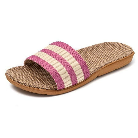 

36-45 Plus Size Women S Slippers Flat Sandals Linen Lightweight Casual Summer Slippers Women For Home Free Shipping