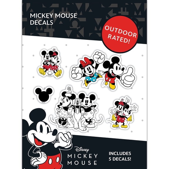 Disney Classic Mickey & Minnie Mouse Decals - Set of 5 Mickey and Minnie Mouse Stickers for Kids and Adults - Vinyl Decals for Laptop, Tumbler, Water Bottle, Vehicles - Licensed Disney Stickers