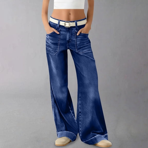 Endives Women's Wide Leg Jean Streetwear Casual Trendy Loose Straight Retro Denim Pants Fall Winter