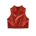 thumbnail image 4 of Aislor Kids Girls Shiny Metallic Gymnastics Crop Tops Sleeveless Mock Neck Tank Tops Workout Activewear, 4 of 7