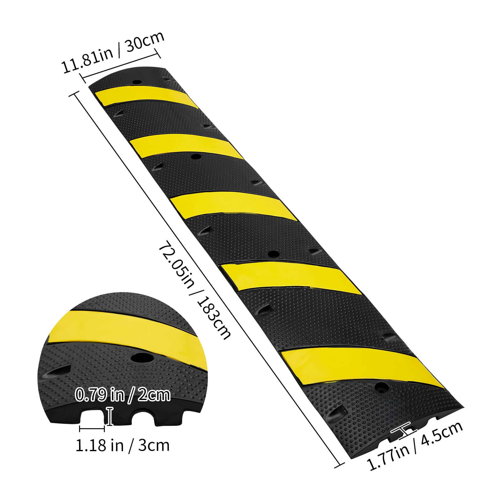 SKYSHALO 2 PCs 72'' Rubber Speed Bump 2 Channel Load Heavy Duty Speed Hump 22000lbs
