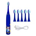 thumbnail image 3 of Cepillo de dientes eléctrico para niños, cepillo de dientes sónico para el cuidado bucal, limpiador de dientes ultrasónico suave con dibujos animados para niños, resistente al agua IPX6, 4 modos, USB, 3 of 5