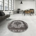 thumbnail image 4 of Ahgly Company Machine Washable Indoor Round Industrial Modern Gray Area Rugs, 6' Round, 4 of 7