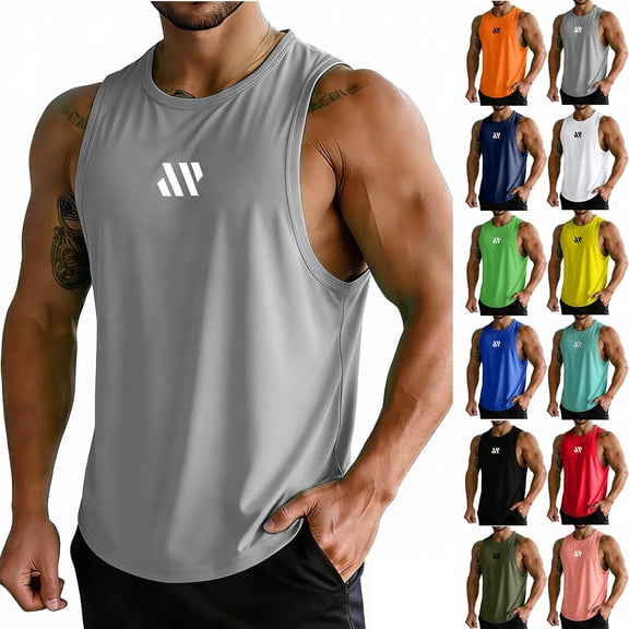 Bovxnpu Men's Tank Top Workout Gym Athletic Tee Men's Sleeveless Crew Neck Mesh Athletic Tank Top Comfy Tops