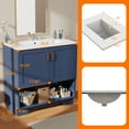 thumbnail image 6 of 36 Inch Bathroom Vanity Cabinet - Freestanding Cabinet with Sink,2 Soft-Close Doors & 1 Open Shelf,Blue, 6 of 8