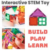 Click N' Play Magnet Build Deluxe 100 Piece 3D Magnetic Tile Building Set Extra Strong Magnets and Super Durable Tiles, Educational, Creative, Assorted Shapes and Vibrant Bright Colors